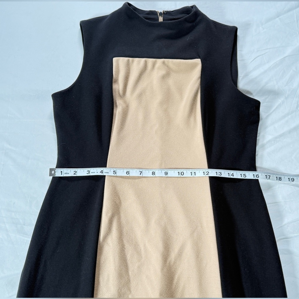 Calvin Klein Black and Cream Midi Dress. Size 8 - Picture 3 of 5